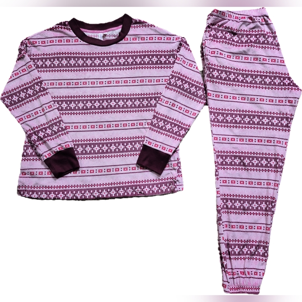 Joyspun Women’s Pajama Set – Size Medium (8-10) – Pink Print - EUC